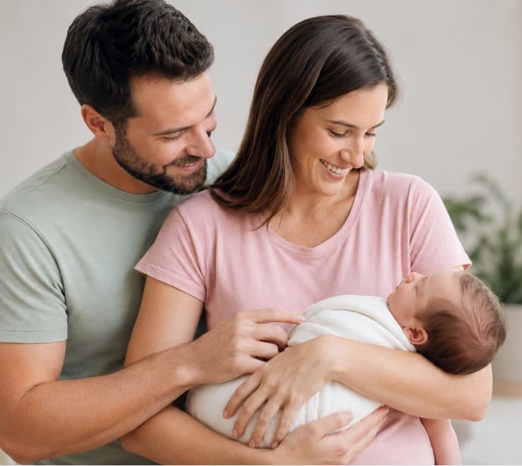Parents holding their newborn child