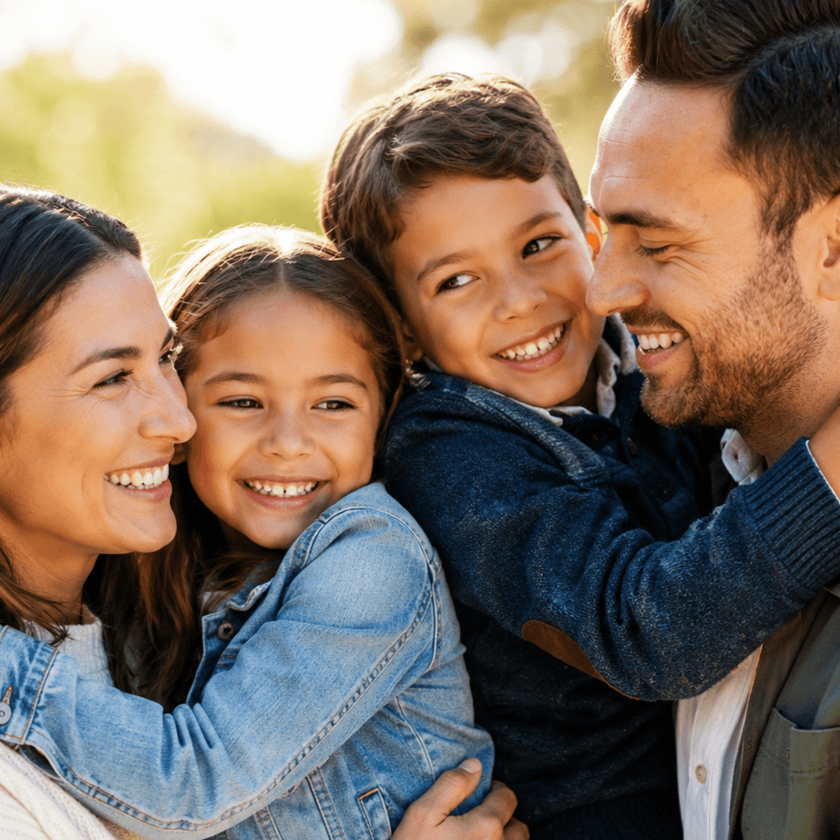 A young family spending time together outdoors